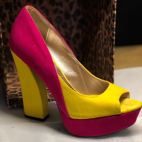 Pink & Yellow Platform Pump - Picture 1 of 5